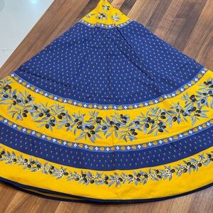 Blue and Yellow Olive-Patterned Tablecloth